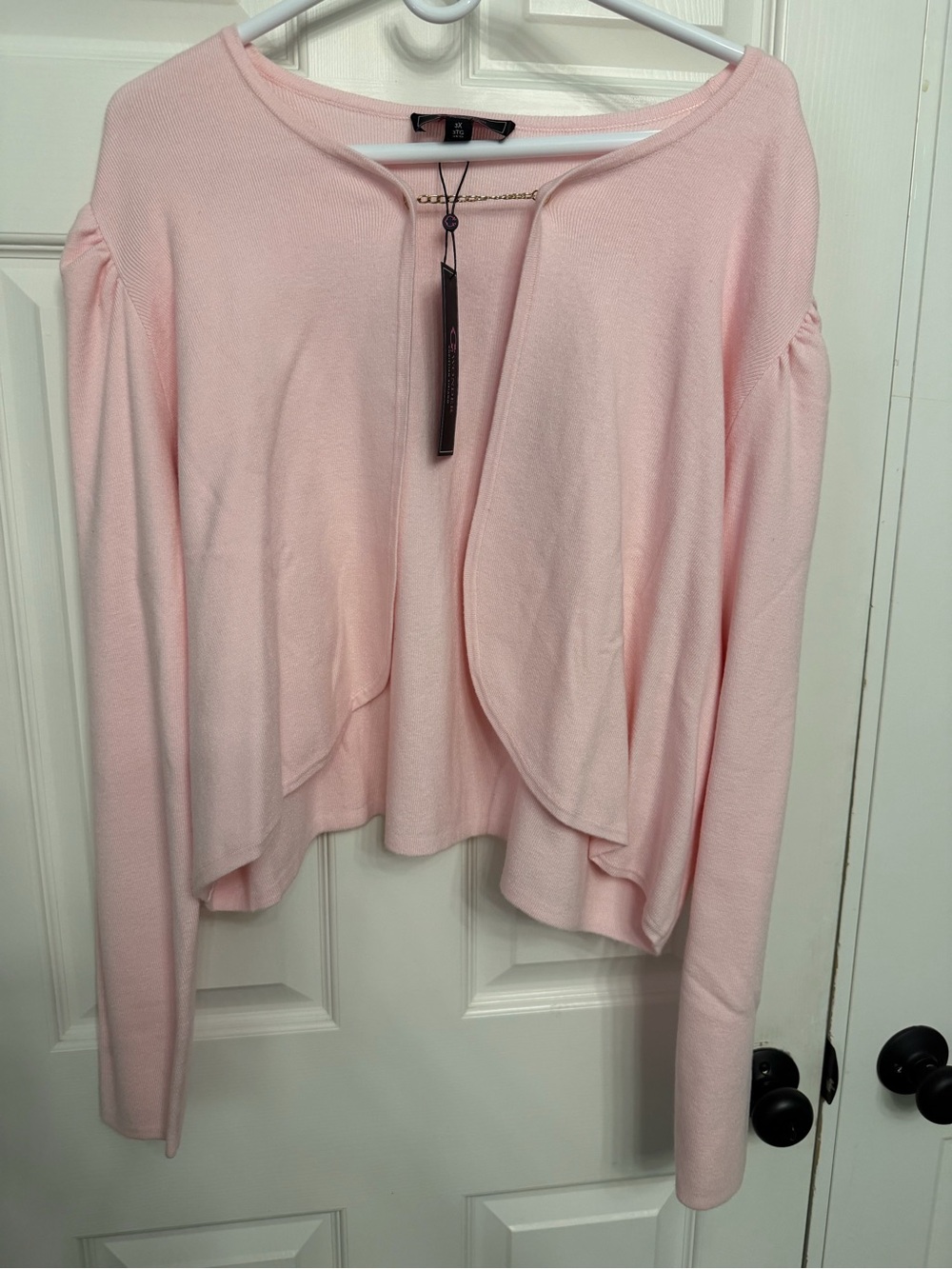 Christian Siriano Light Pink Open-Front Draped Cardigan
